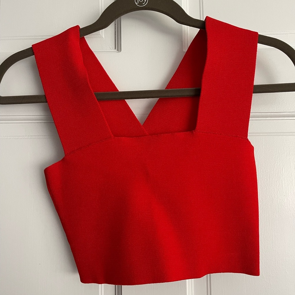 ALC knit crop top / bandeau in red